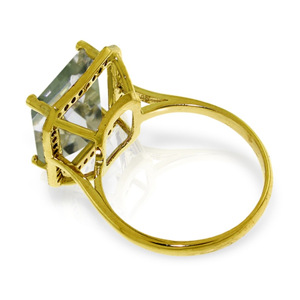 GOLD RING WITH NATURAL DIAMONDS & GREEN AMETHYST - Picture 3 of 6